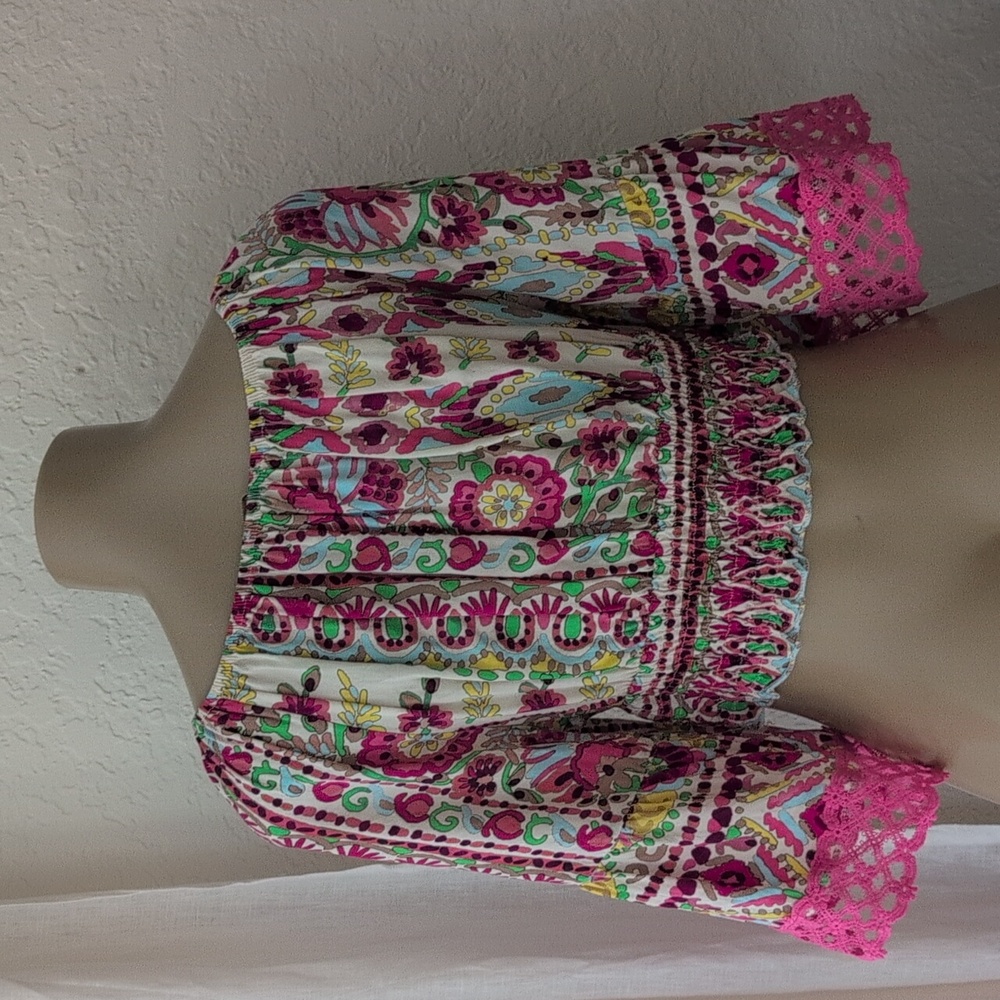 Bohemian Floral Pink Crop Top - Picture 6 of 8